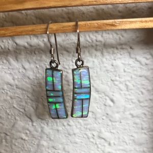 Sterling silver and opal earrings